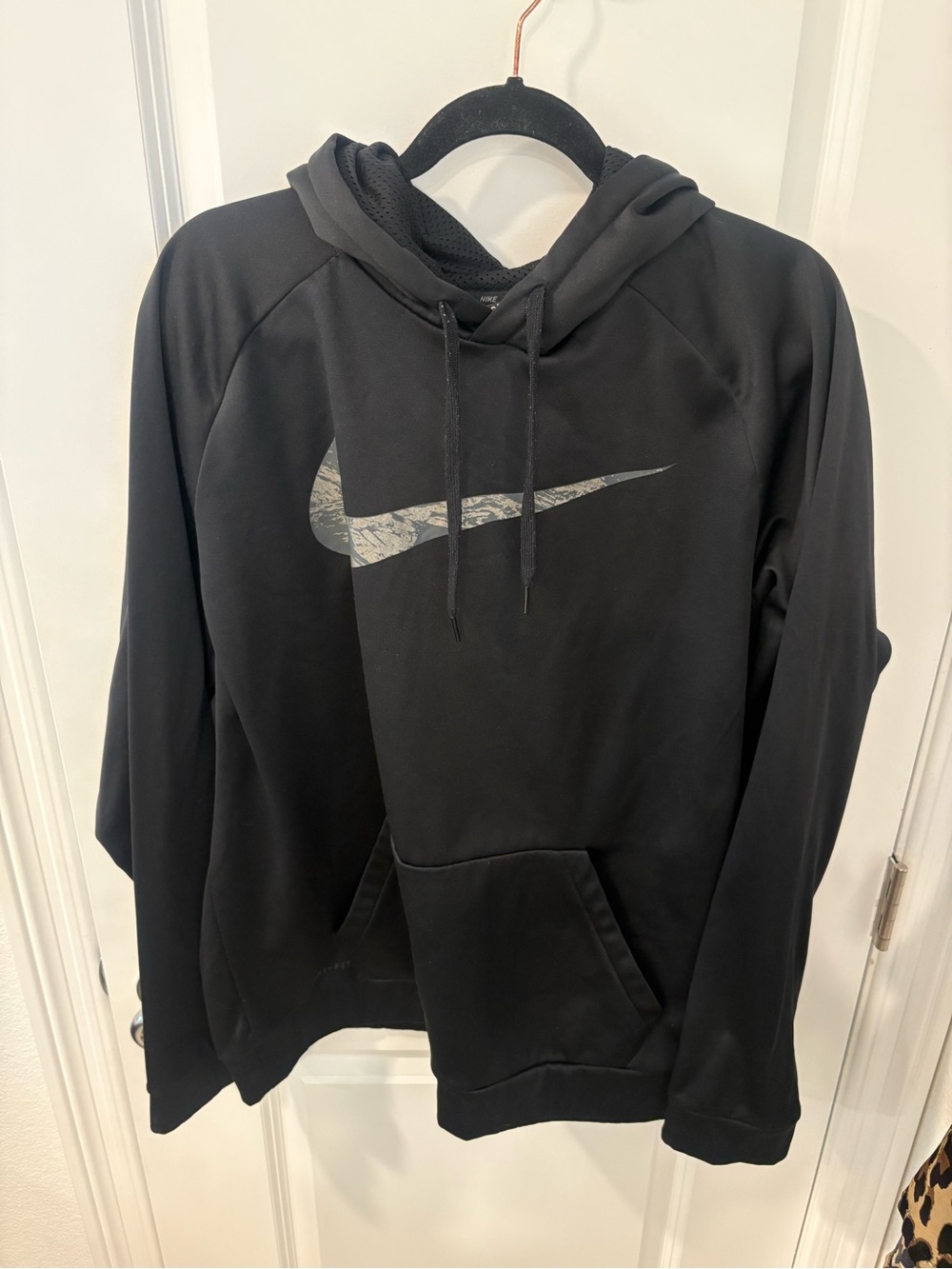 Nike Black Hoodie with Reflective Marble Swoosh